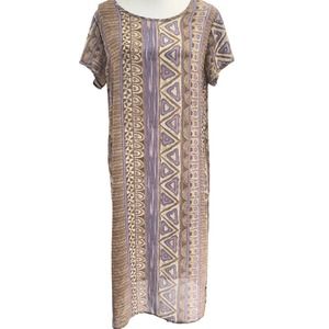 Kayla-G Hawaii Womens Size S/M Short Sleeve Tribal Print Midi Cover-Up Dress